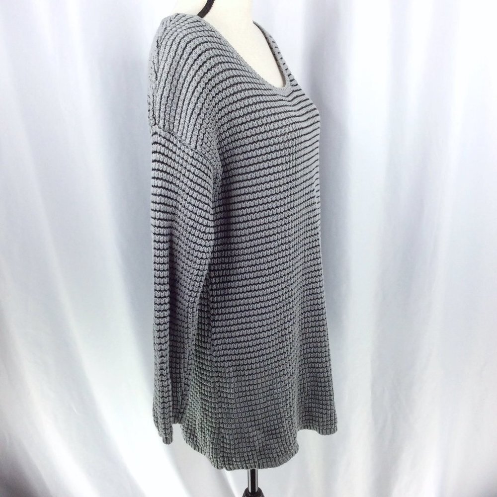 Ellos Women's Tunic Sweater Medium 14/16 Gray Scoop Neck Knit Top - Picture 2 of 8
